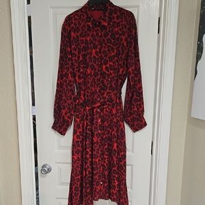 New York & Company Red and Black Long Sleeve Dress